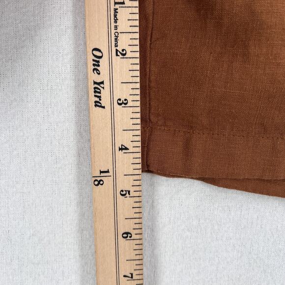 ENZA COSTA Linen High Waisted Short Womens Medium Brown Lightweight Quiet Luxury - Picture 16 of 16